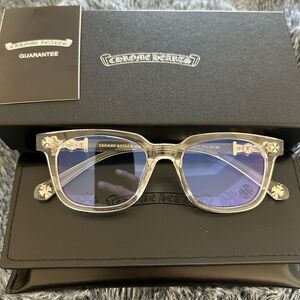 Chrome Hearts Transparent Frame with Blue Lenses Sunglasses